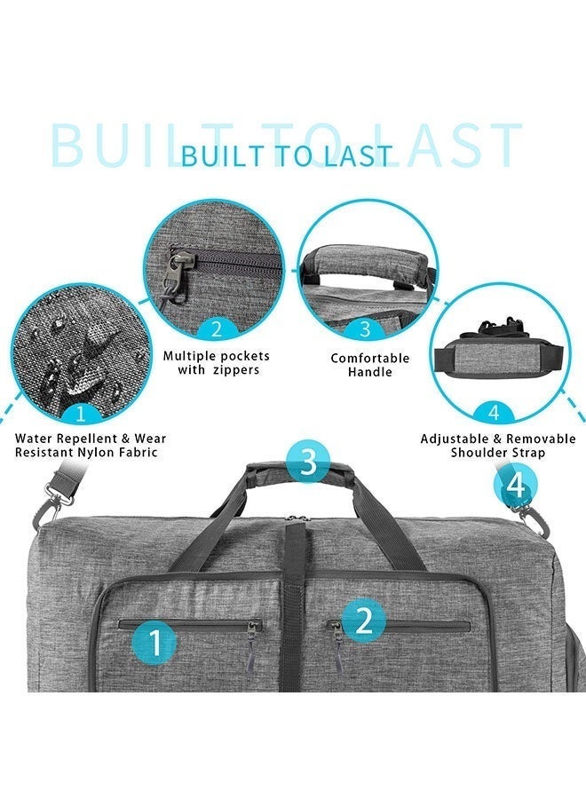 WINEENEE 65L Foldable Travel Duffle Bag with Shoe Compartment – Waterproof Lightweight Gym & Sports Bag - Image 5